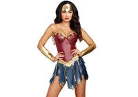 Ladies Woman Anime Wonder Woman Cosplay Costume Dress Halloween Skirt Full Set(M)