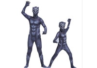 Adults Kids Black Panther Jumpsuit Romper Cosplay Costume Halloween Suit - 170cm