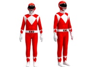 Halloween Costumes Kids Anime Cosplay Mighty Morphin Power Rangers Costumes Boys Body Suits for Carnival Party - Red - 120cm