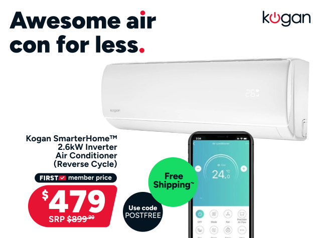 Kogan SmarterHome™ 2.6kW Inverter Split System Air Conditioner (Reverse Cycle)