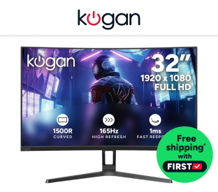 Kogan 32" Curved Full HD 165Hz 1ms FreeSync Gaming Monitor Product Image