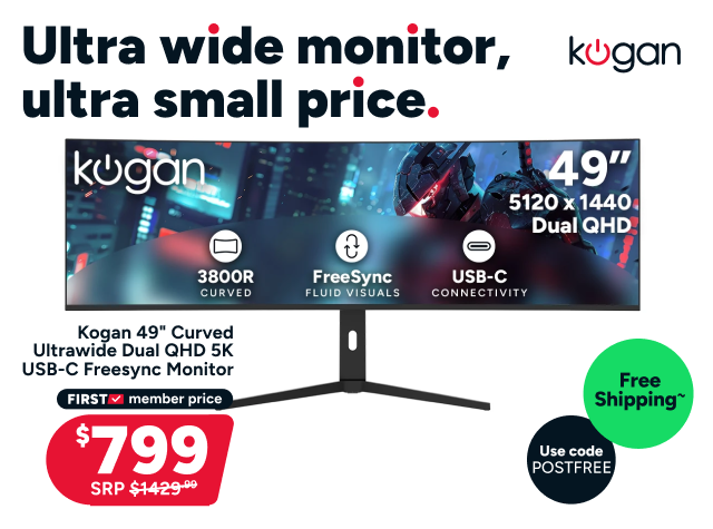 Kogan 49" Curved Ultrawide Dual QHD 5K USB-C Freesync Monitor