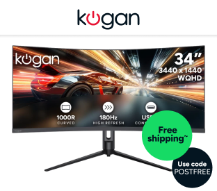 Kogan 34" Curved Ultrawide WQHD 180Hz 1ms Freesync USB-C Gaming Monitor Product Image