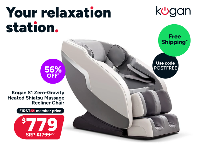 Kogan S1 Zero-Gravity Heated Shiatsu Massage Recliner Chair (Grey)