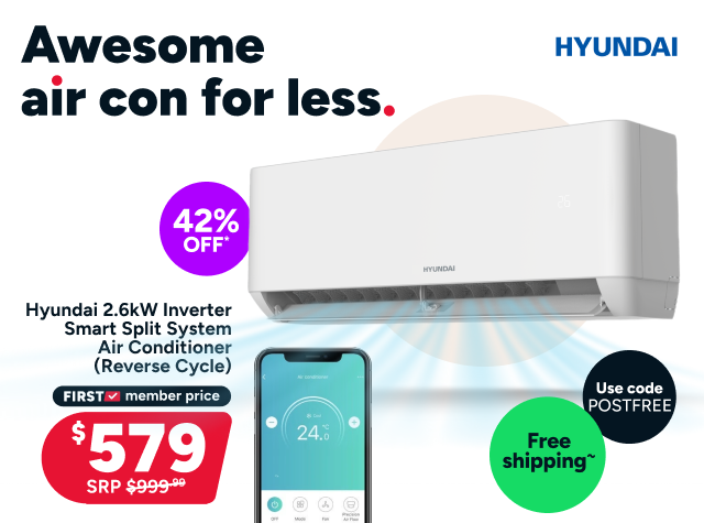 Hyundai 2.6kW Inverter Smart Split System Air Conditioner (Reverse Cycle)