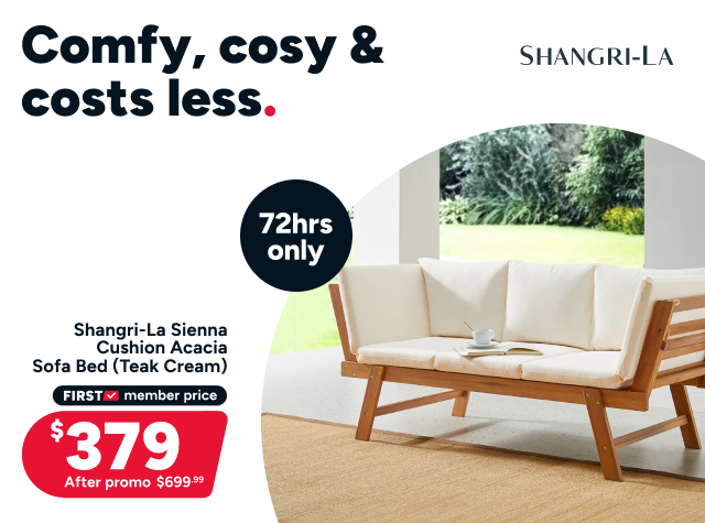 Shangri-La Sienna Cushion Acacia Sofa Bed (Teak Cream)