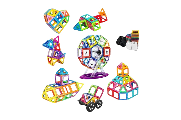 136 Piece Kids Magnetic Building Block Tile Set Product Image