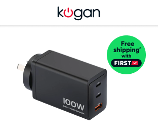 Kogan 100W 3-Port GaN Super Fast PD Phone Charger Product Image