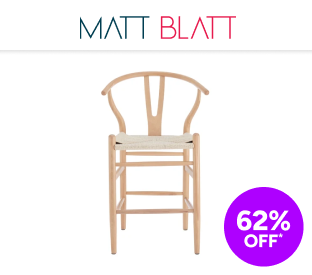 Matt Blatt Solid Oak Hans Wegner Wishbone Stool Replica (Oak Wood/Natural) Product Image