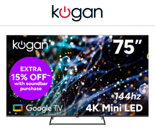 Kogan 75" Mini-LED QLED 4K Smart AI Google TV Product Image