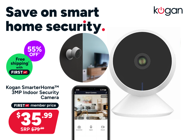 Kogan SmarterHome™ 3MP Indoor Security Camera with USB-C