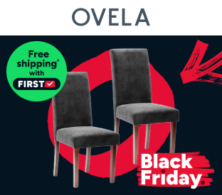 Set of 2 Ovela Kyran Fabric Dining Chairs (Black) Product Image