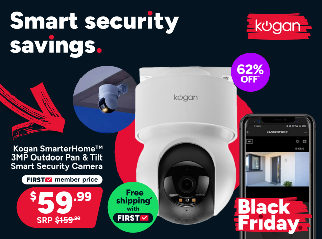 Kogan SmarterHome™ 3MP Outdoor Pan & Tilt Smart Security Camera with Spotlight