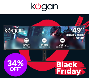 Kogan Infinity 49" Curved Ultrawide DFHD 144Hz 1ms FreeSync USB-C Gaming Monitor (3840 x 1080) Product Image