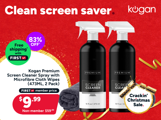 Kogan Premium Screen Cleaner Spray with Microfibre Cloth Wipes (473ML, 2 Pack)