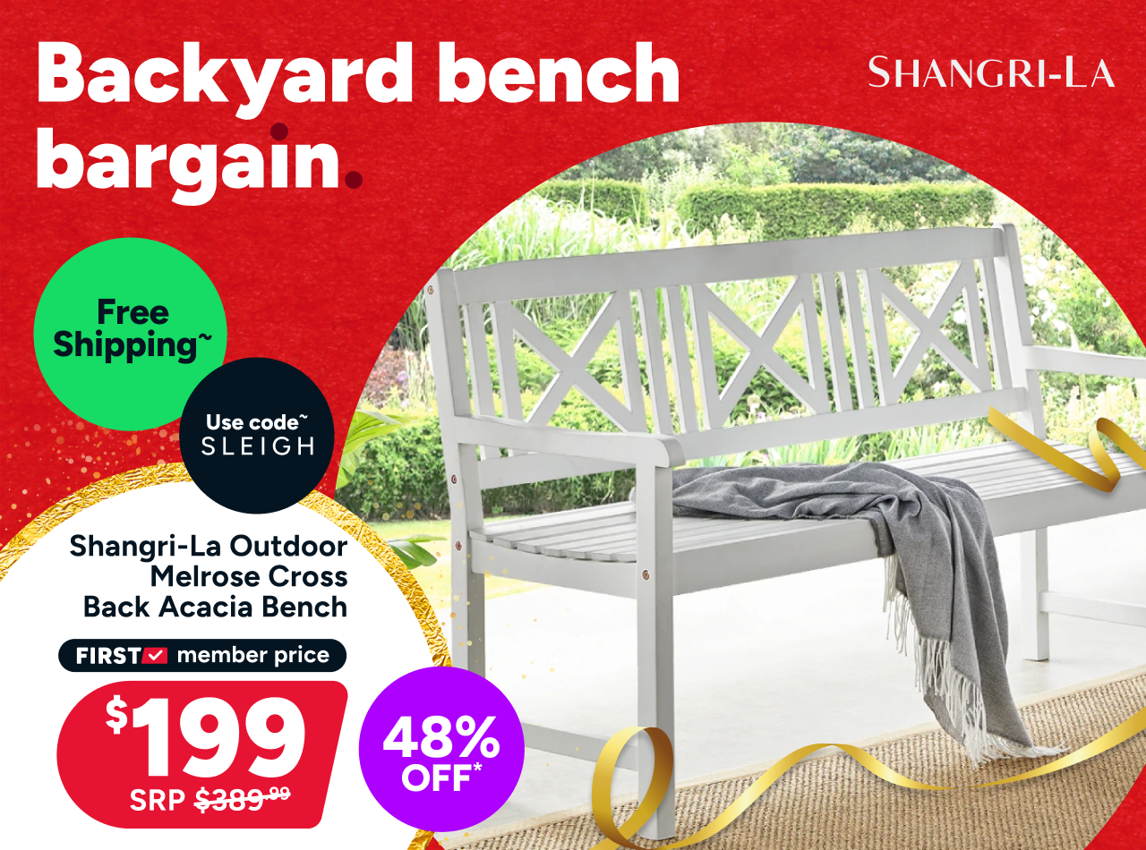 Shangri-La Outdoor Melrose Cross Back Acacia Bench PU