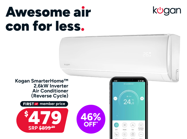 Kogan SmarterHome™ 2.6kW Inverter Split System Air Conditioner (Reverse Cycle)