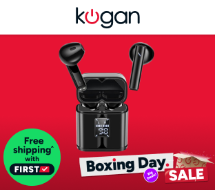 Kogan True Wireless Bluetooth Earphones with LED Power Display (Black) Product Image