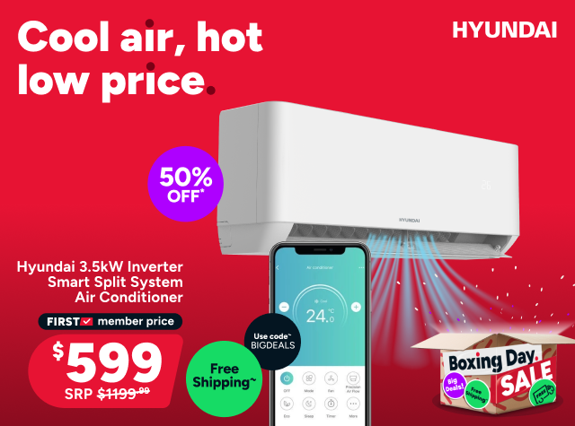 Hyundai 3.5kW Inverter Smart Split System Air Conditioner (Reverse Cycle)