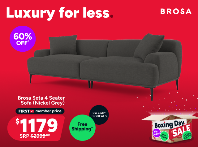 Brosa Seta 4 Seater Sofa (Nickel Grey)