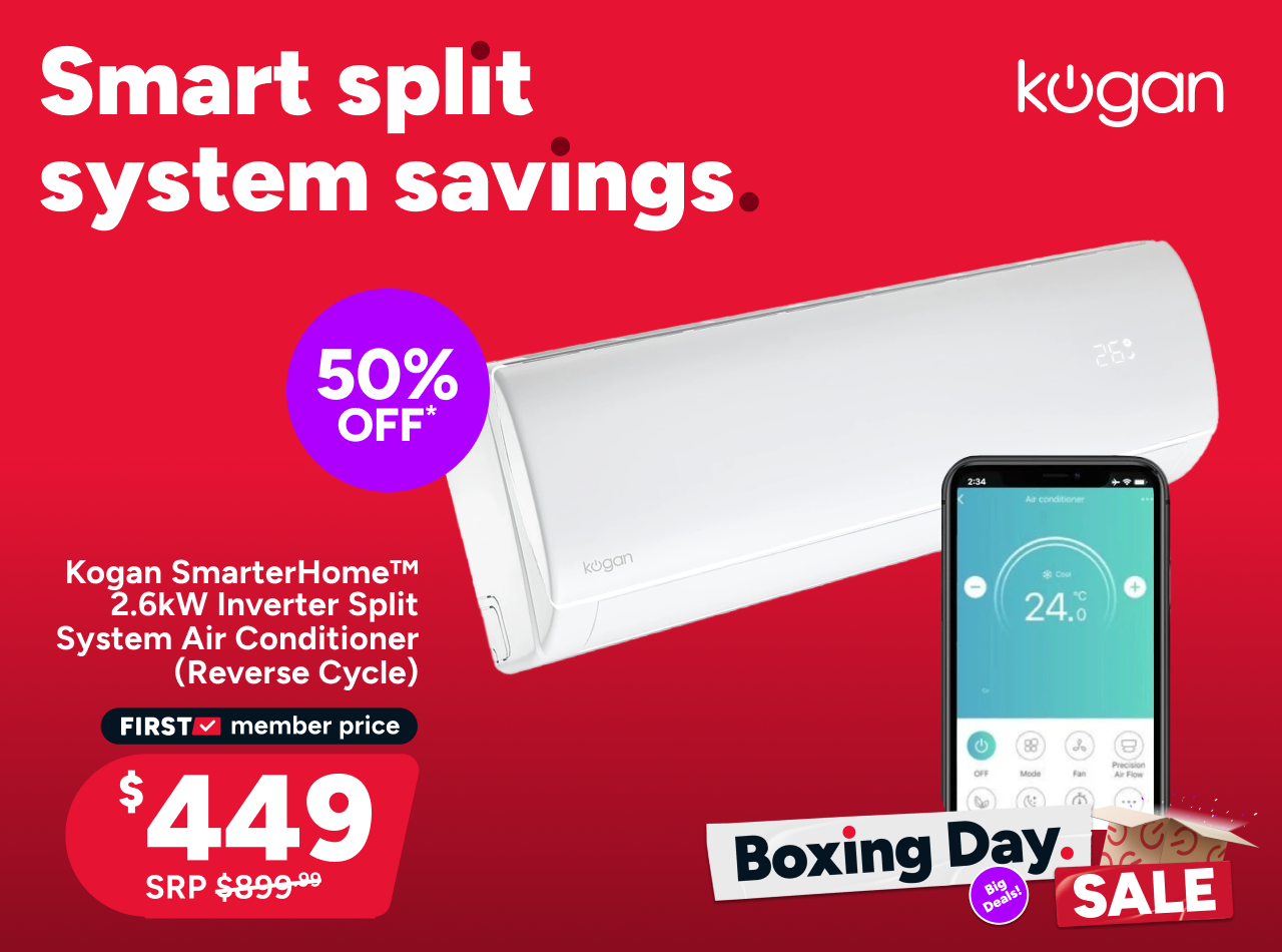 Kogan SmarterHome™ 2.6kW Inverter Split System Air Conditioner (Reverse Cycle)