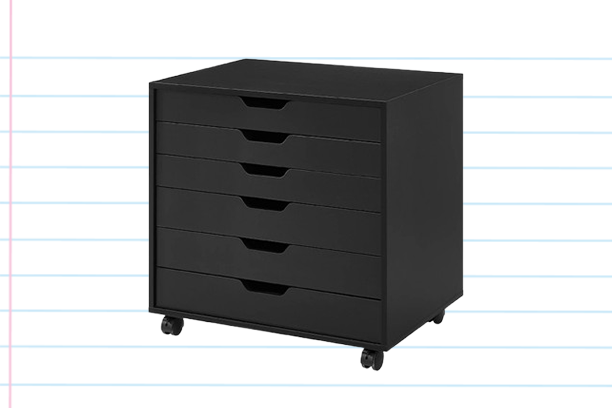 Ovela Alice Wide Mobile Office Drawers (Black) Product Image