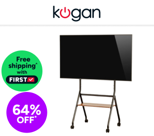 Kogan Studio TV Cart with Shelf for 37" - 86" TVs (Matte Black & Walnut) Product Image