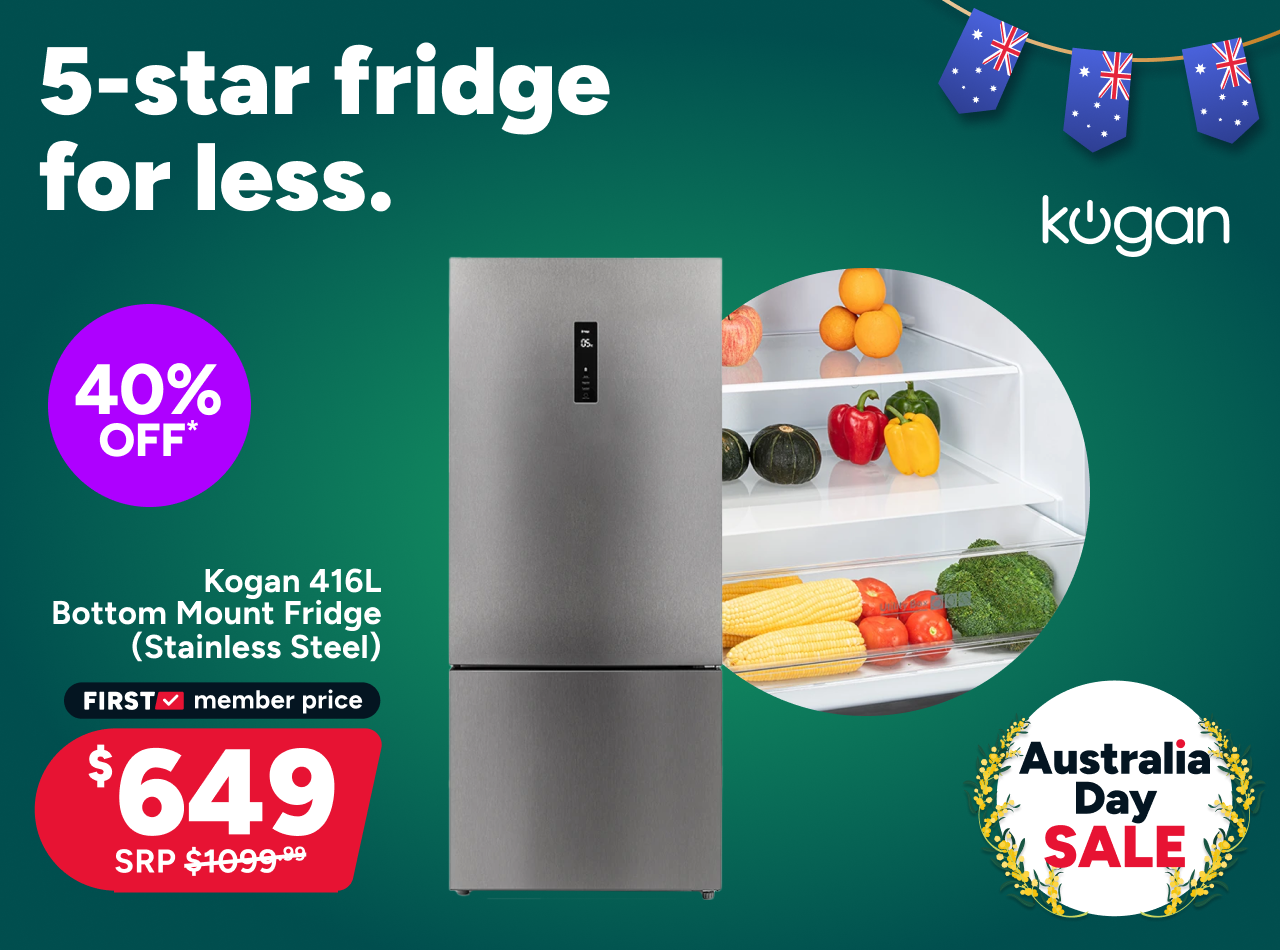 Kogan 416L Bottom Mount Fridge (Stainless Steel)