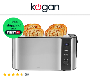 Kogan 4 Slice Long Slot Stainless Steel Toaster Product Image