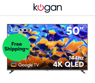 Kogan 50" QLED 4K 144Hz Smart AI Google TV Product Image