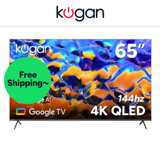 Kogan 65" QLED 4K 144Hz Smart AI Google TV Product Image