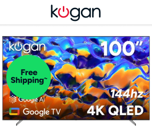 Kogan 100" QLED 4K 144Hz Smart AI Google TV Product Image