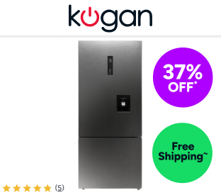 Kogan 412L Bottom Mount Fridge with Water Dispenser (Dark Stainless Steel) Product Image