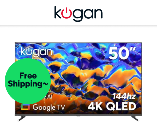 Kogan 50" QLED 4K 144Hz Smart AI Google TV Product Image