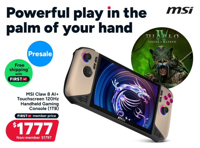 MSI Claw 8 AI+ 8" FHD Touchscreen 120Hz Handheld Gaming Console - Core Ultra 7 (1TB)