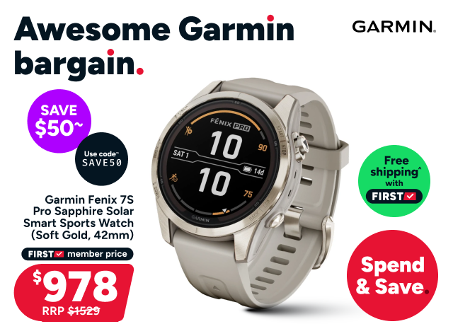 Garmin Fenix 7S Pro Sapphire Solar Smart Sports Watch (Soft Gold with Light Sand Band, 42mm)