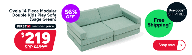 Ovela 14 Piece Modular Double Kids Play Sofa (Sage Green)