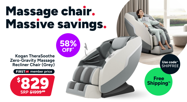 Kogan TheraSoothe Zero-Gravity Massage Recliner Chair (Grey)