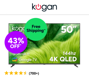 Kogan 50" QLED 4K 144Hz Smart AI Google TV Product Image