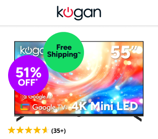 Kogan 55" Mini-LED QLED 4K Smart AI Google TV Product Image