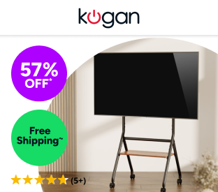 Kogan Studio TV Trolley with Shelf for 37" - 86" TVs (Matte Black & Walnut) Product Image