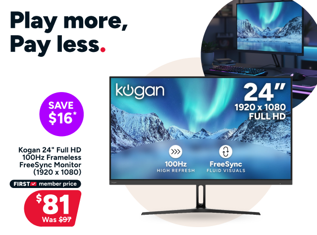 Kogan 24" Full HD 100Hz Frameless FreeSync Monitor (1920 x 1080)