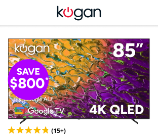 Kogan 85" QLED 4K Smart AI Google TV Product Image