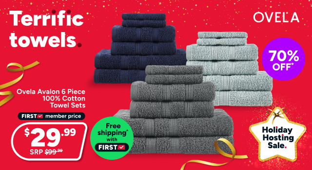 Ovela Avalon 6 Piece 100% Cotton Towel Set