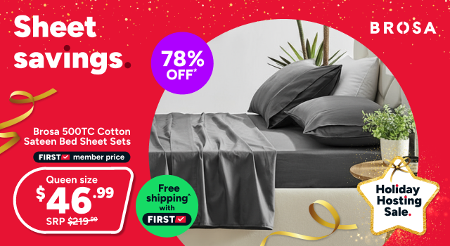 Brosa 500TC Cotton Sateen Bed Sheet Set (Queen)