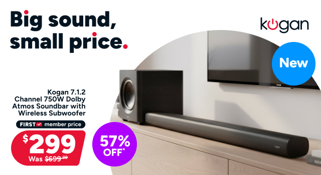 Kogan 7.1.2 Channel 750W Dolby Atmos Soundbar with Wireless Subwoofer