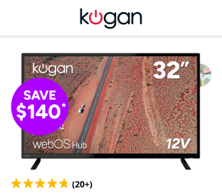 Kogan 32" LED WebOS ThinQ AI 12V Smart TV & DVD Combo Product Image