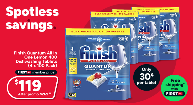 Finish Quantum All In One Lemon 400 Dishwashing Tablets (4 x 100 Pack)