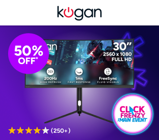 Kogan Infinity 30" Curved Ultrawide WFHD 200Hz 1ms FreeSync Gaming Monitor Product Image