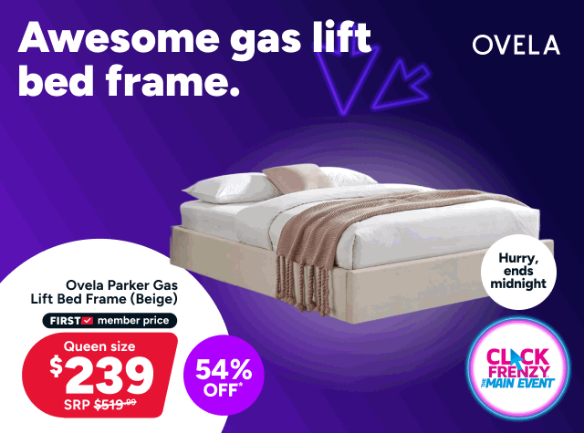 Ovela Parker Gas Lift Bed Frame (Beige, Queen)